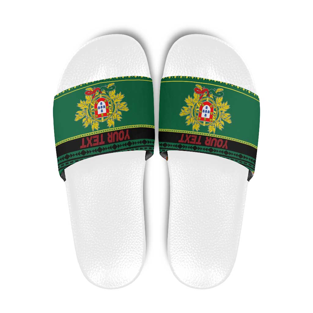 Personalized Portugal Christmas Slide Sandals Emblem With Flag Style - Wonder Print Shop