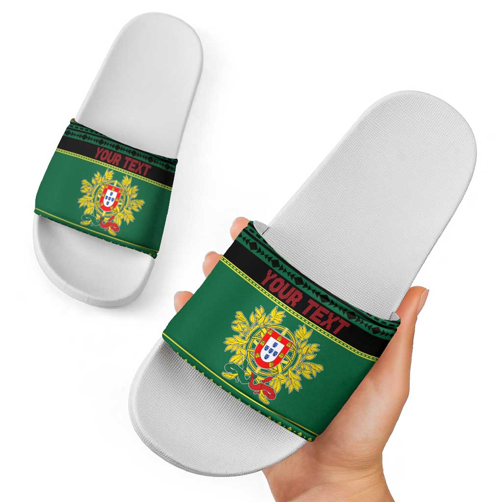 Personalized Portugal Christmas Slide Sandals Emblem With Flag Style - Wonder Print Shop