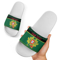 Personalized Portugal Christmas Slide Sandals Emblem With Flag Style - Wonder Print Shop