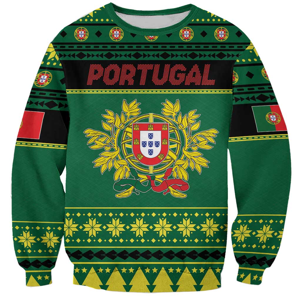 Personalized Portugal Christmas Sweatshirt Emblem With Flag Style - Wonder Print Shop
