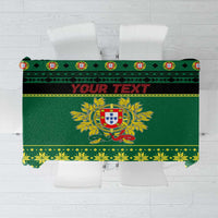 Personalized Portugal Christmas Tablecloth Emblem With Flag Style - Wonder Print Shop