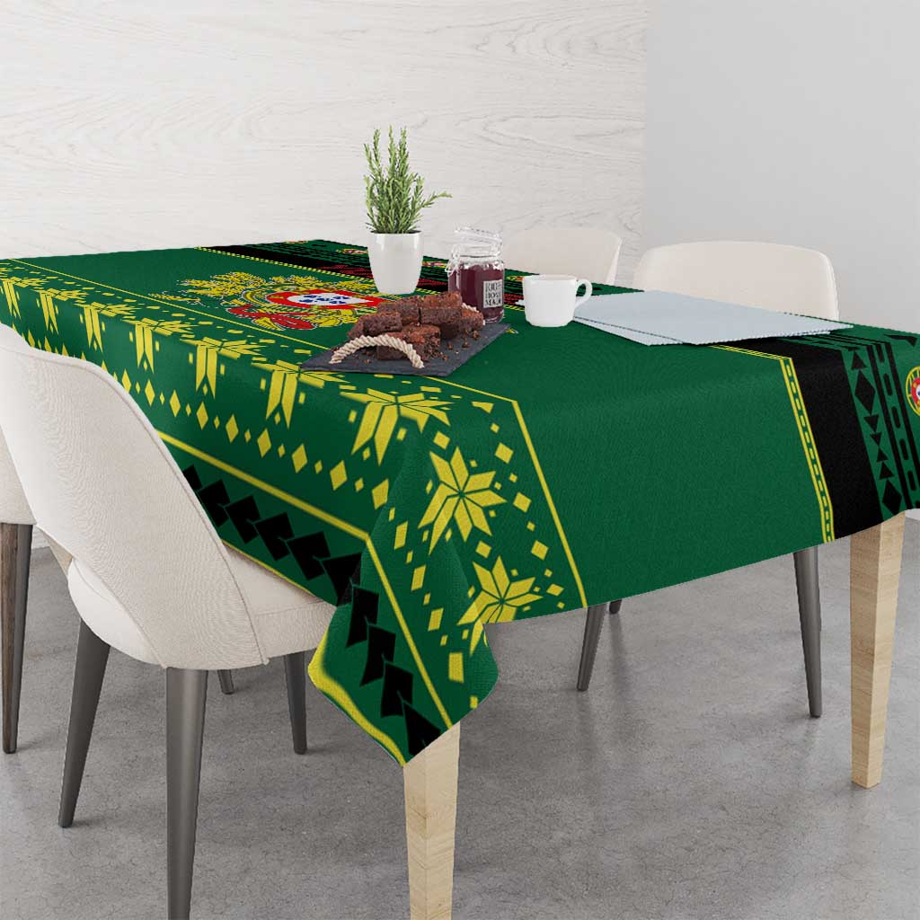 Personalized Portugal Christmas Tablecloth Emblem With Flag Style - Wonder Print Shop