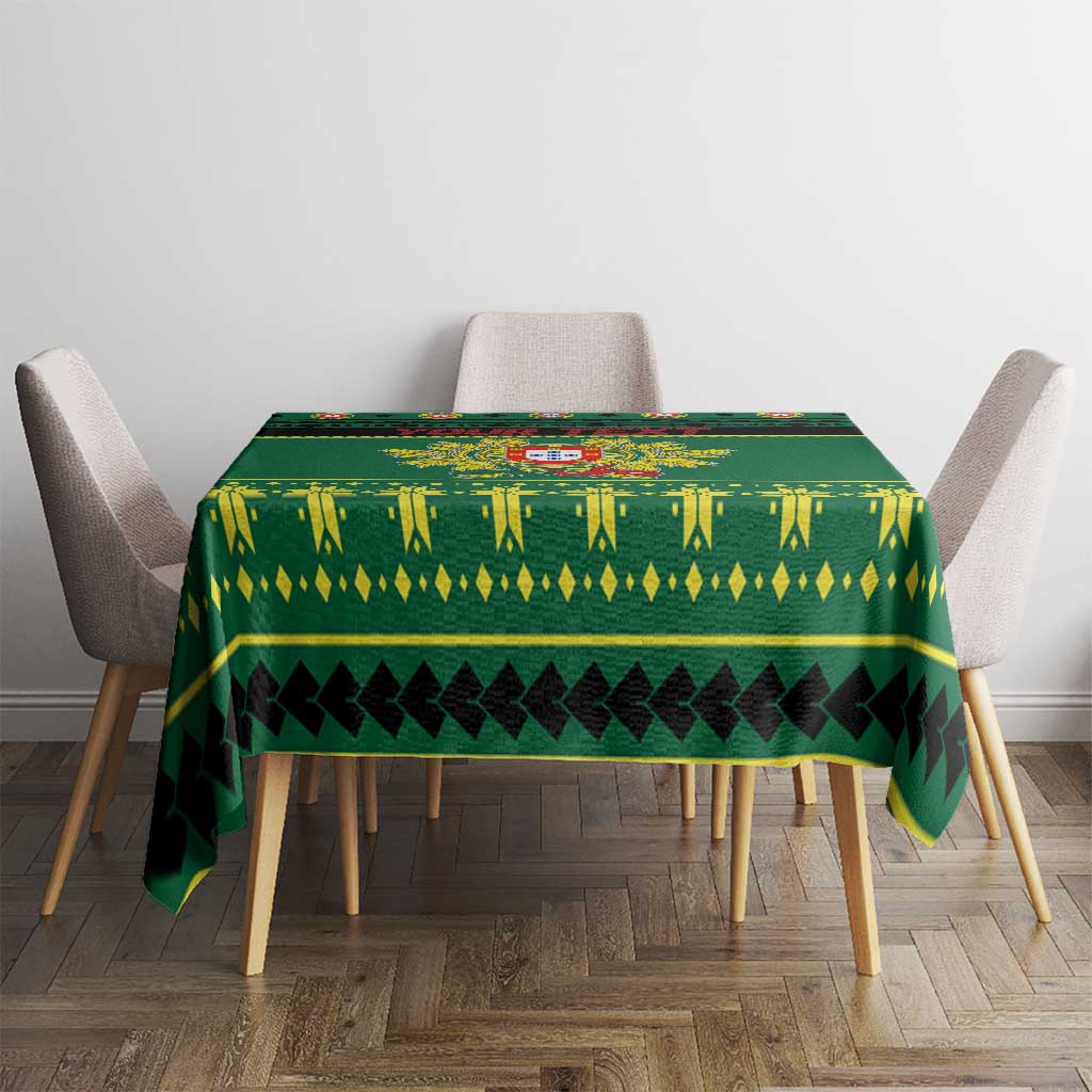 Personalized Portugal Christmas Tablecloth Emblem With Flag Style - Wonder Print Shop