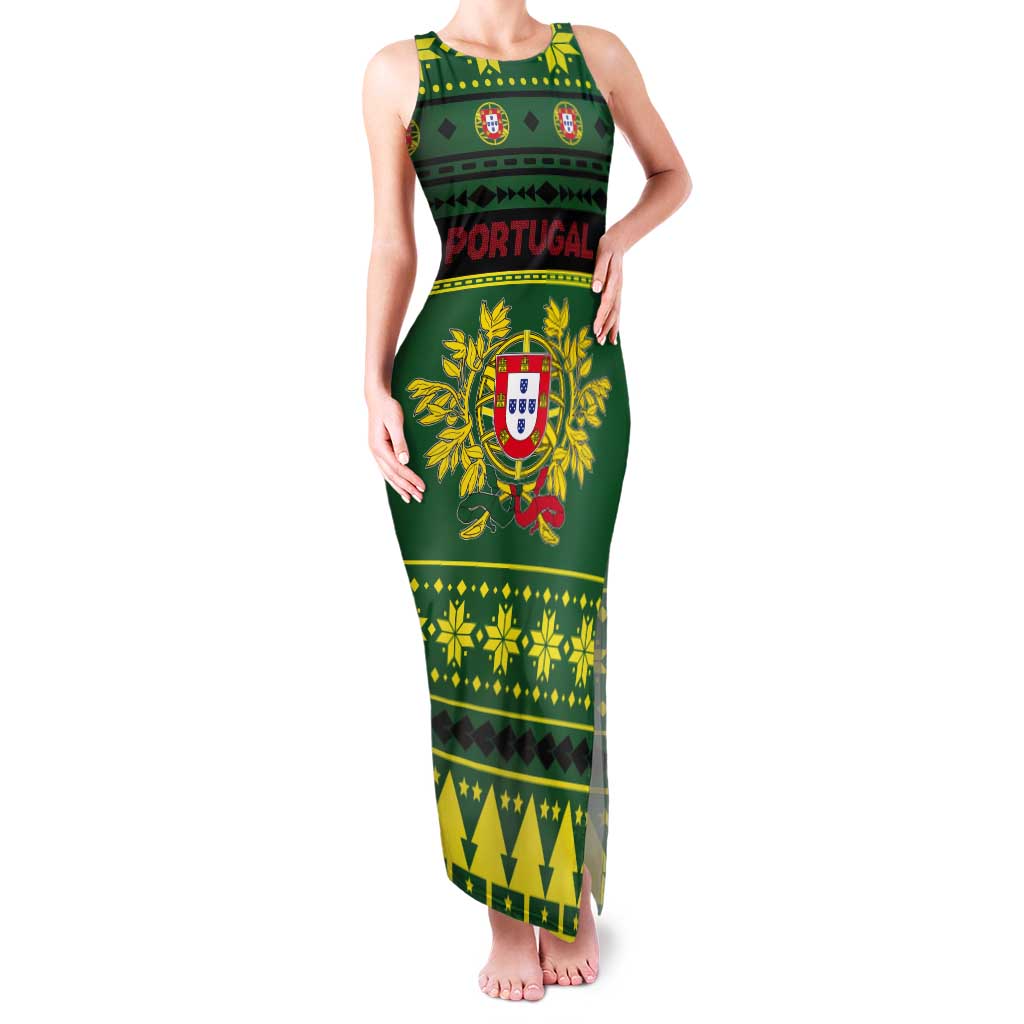 Personalized Portugal Christmas Tank Maxi Dress Emblem With Flag Style - Wonder Print Shop