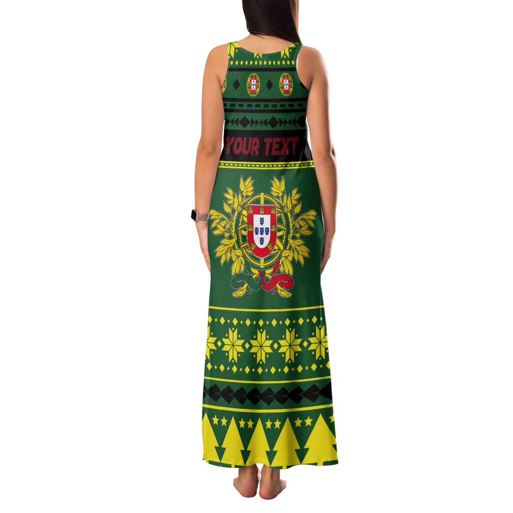 Personalized Portugal Christmas Tank Maxi Dress Emblem With Flag Style - Wonder Print Shop