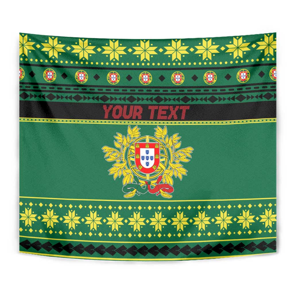 Personalized Portugal Christmas Tapestry Emblem With Flag Style - Wonder Print Shop