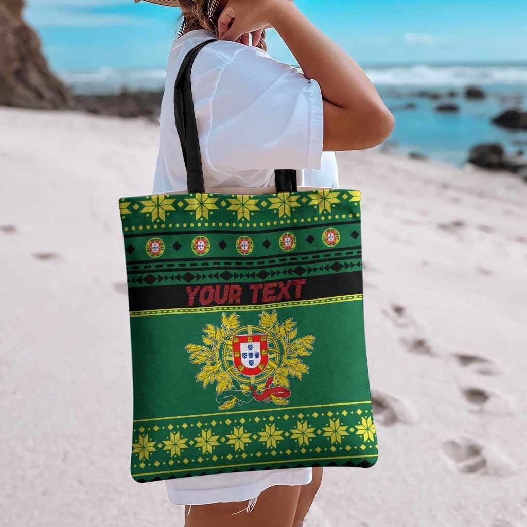Personalized Portugal Christmas Tote Bag Emblem With Flag Style - Wonder Print Shop