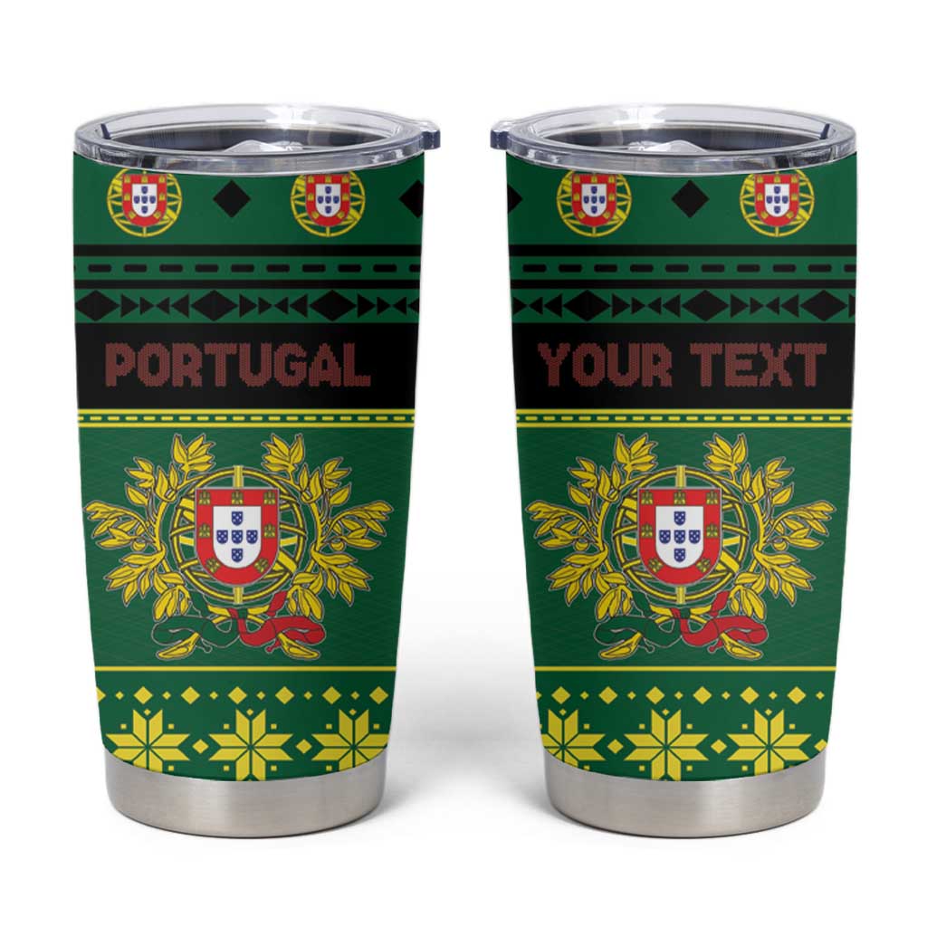 Personalized Portugal Christmas Tumbler Cup Emblem With Flag Style - Wonder Print Shop