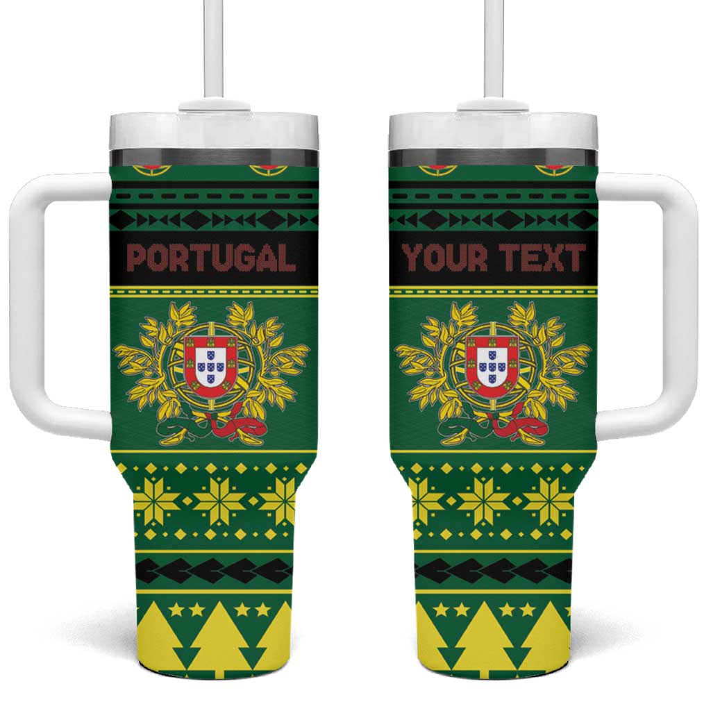 Personalized Portugal Christmas Tumbler With Handle Emblem With Flag Style - Wonder Print Shop