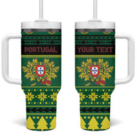 Personalized Portugal Christmas Tumbler With Handle Emblem With Flag Style - Wonder Print Shop