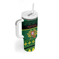 Personalized Portugal Christmas Tumbler With Handle Emblem With Flag Style - Wonder Print Shop