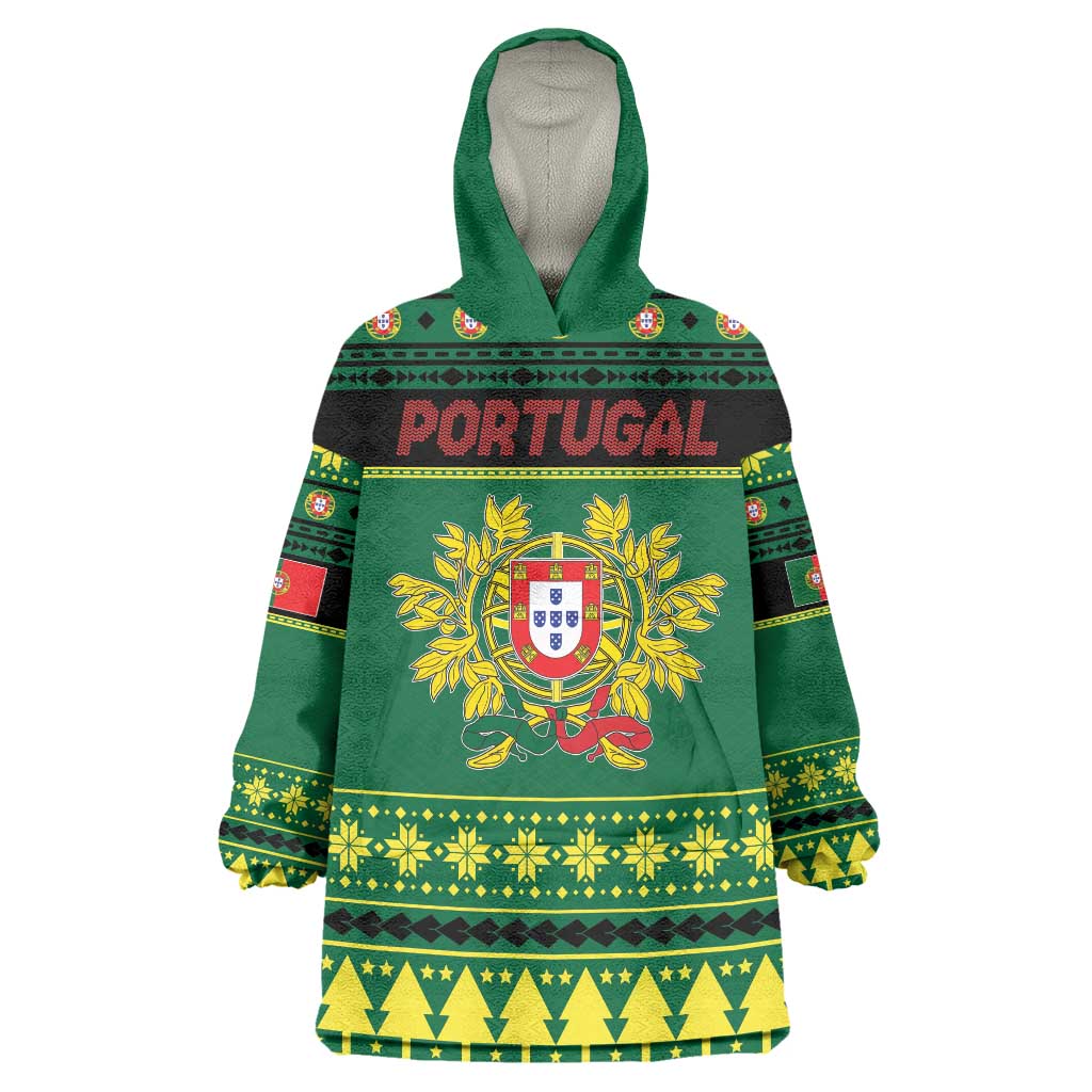 Personalized Portugal Christmas Wearable Blanket Hoodie Emblem With Flag Style - Wonder Print Shop