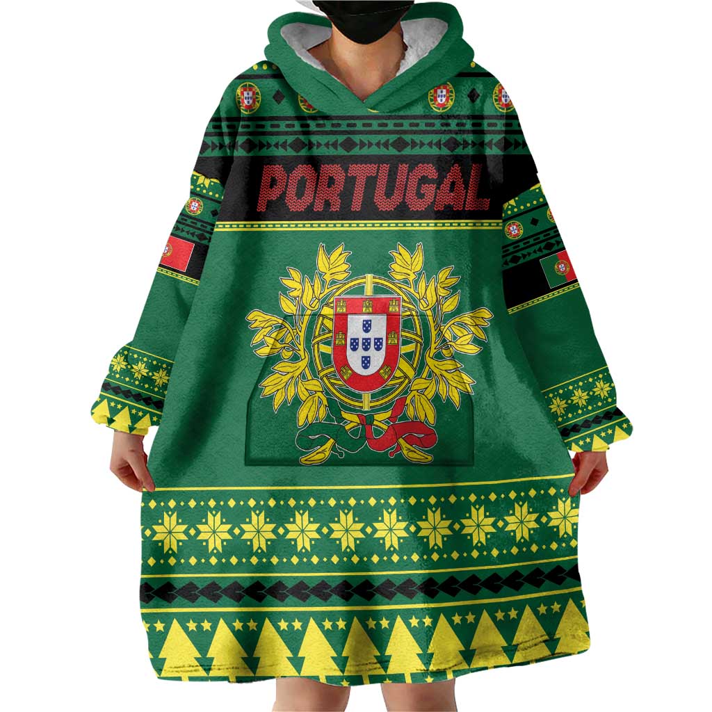 Personalized Portugal Christmas Wearable Blanket Hoodie Emblem With Flag Style - Wonder Print Shop