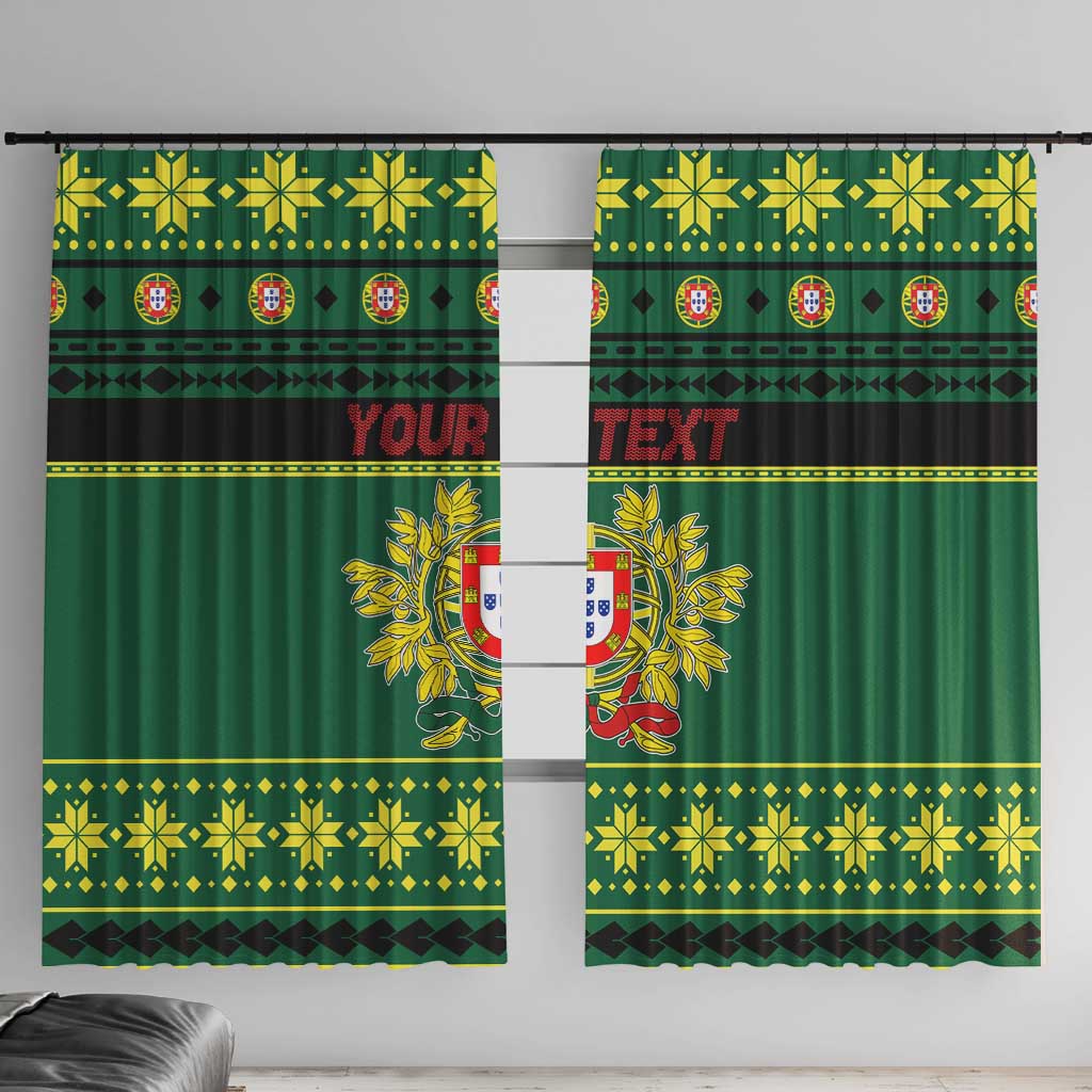 Personalized Portugal Christmas Window Curtain Emblem With Flag Style - Wonder Print Shop