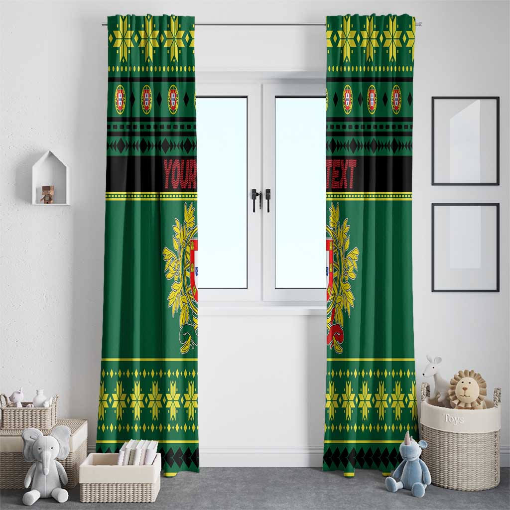 Personalized Portugal Christmas Window Curtain Emblem With Flag Style - Wonder Print Shop