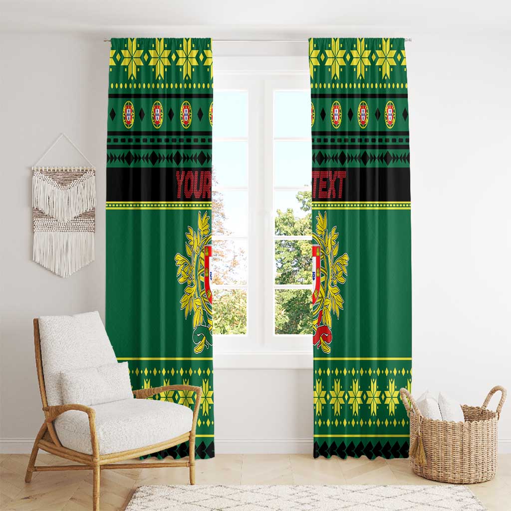Personalized Portugal Christmas Window Curtain Emblem With Flag Style - Wonder Print Shop