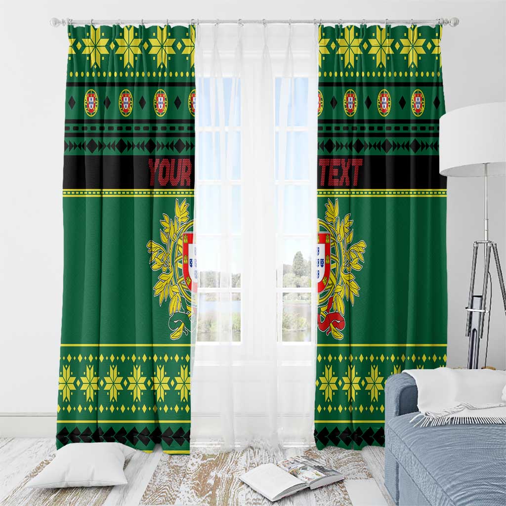 Personalized Portugal Christmas Window Curtain Emblem With Flag Style - Wonder Print Shop