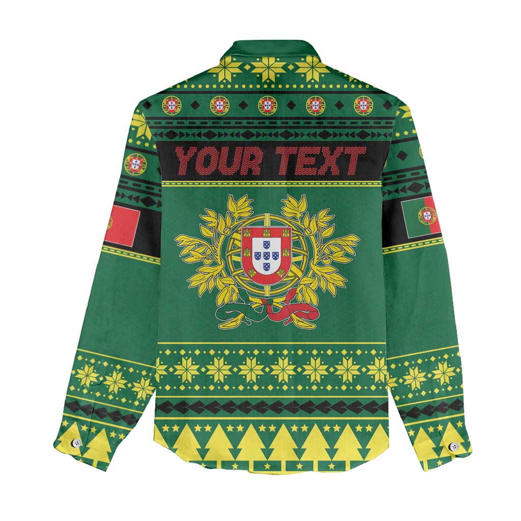 Personalized Portugal Christmas Women Casual Shirt Emblem With Flag Style - Wonder Print Shop