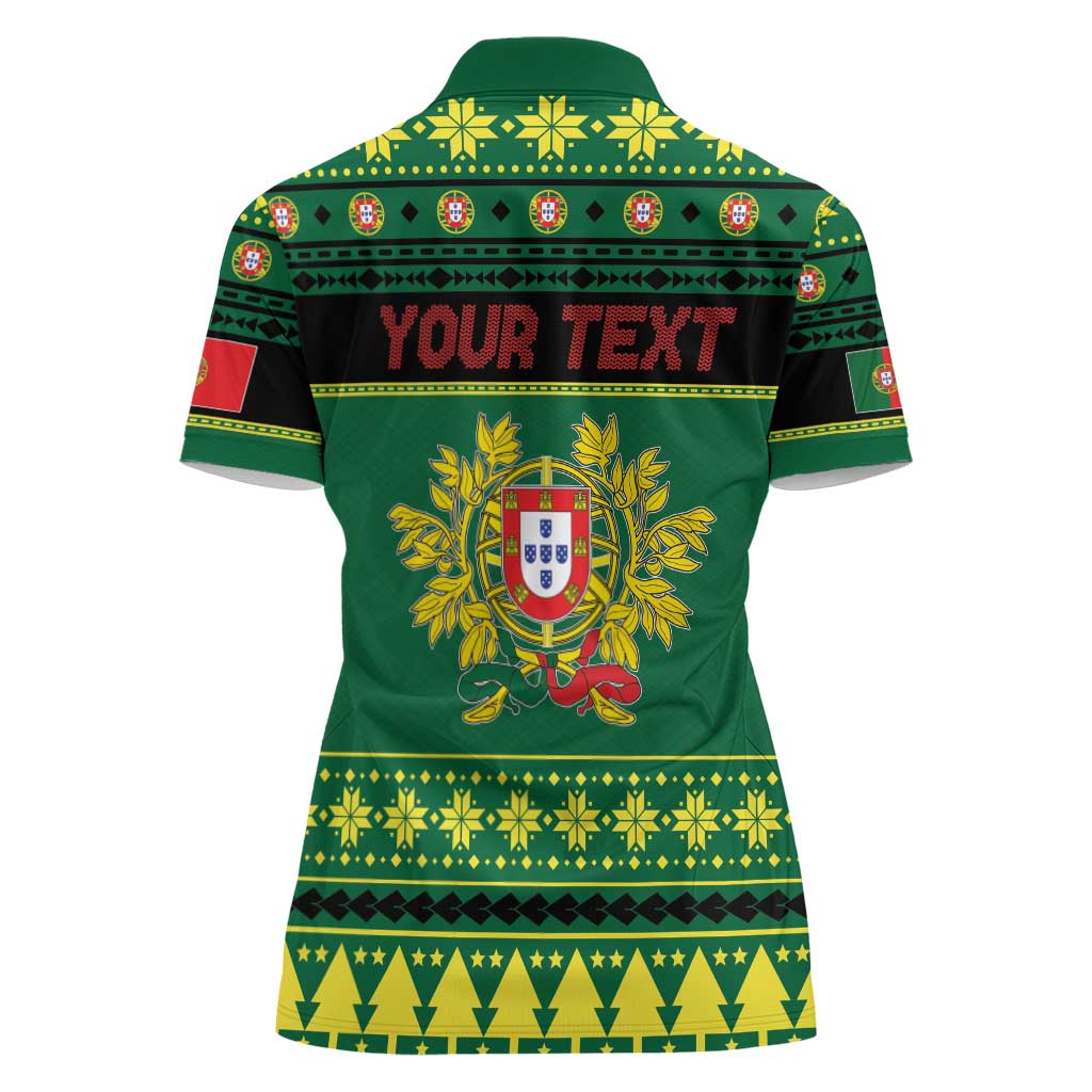 Personalized Portugal Christmas Women Polo Shirt Emblem With Flag Style - Wonder Print Shop