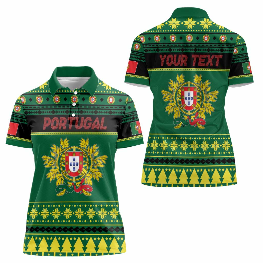 Personalized Portugal Christmas Women Polo Shirt Emblem With Flag Style - Wonder Print Shop
