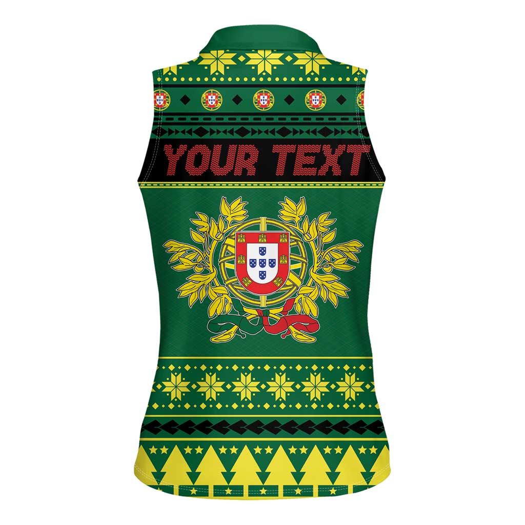 Personalized Portugal Christmas Women Sleeveless Polo Shirt Emblem With Flag Style - Wonder Print Shop