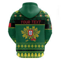 Personalized Portugal Christmas Zip Hoodie Emblem With Flag Style - Wonder Print Shop