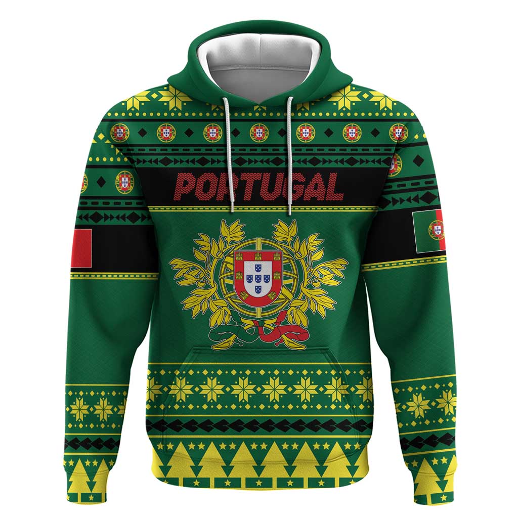 Personalized Portugal Christmas Zip Hoodie Emblem With Flag Style - Wonder Print Shop