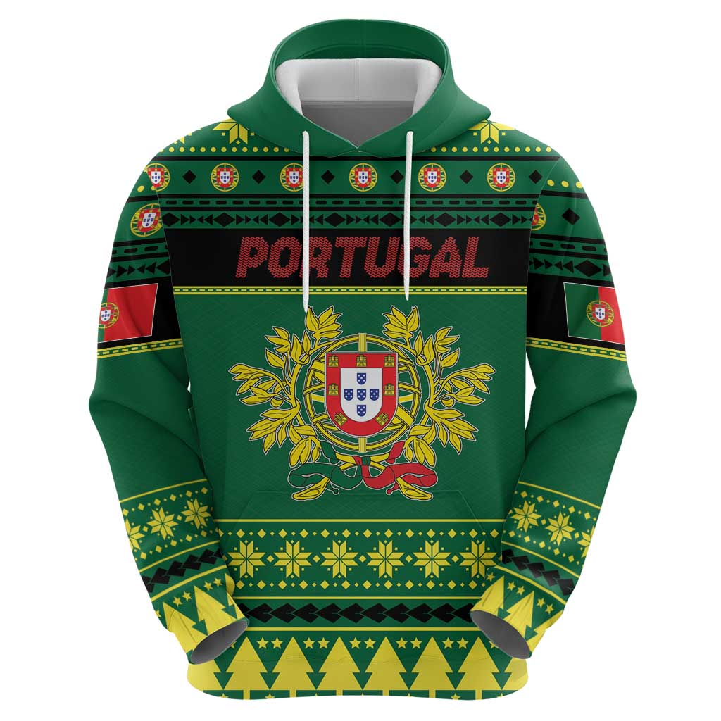 Personalized Portugal Christmas Zip Hoodie Emblem With Flag Style - Wonder Print Shop