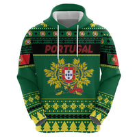 Personalized Portugal Christmas Zip Hoodie Emblem With Flag Style - Wonder Print Shop