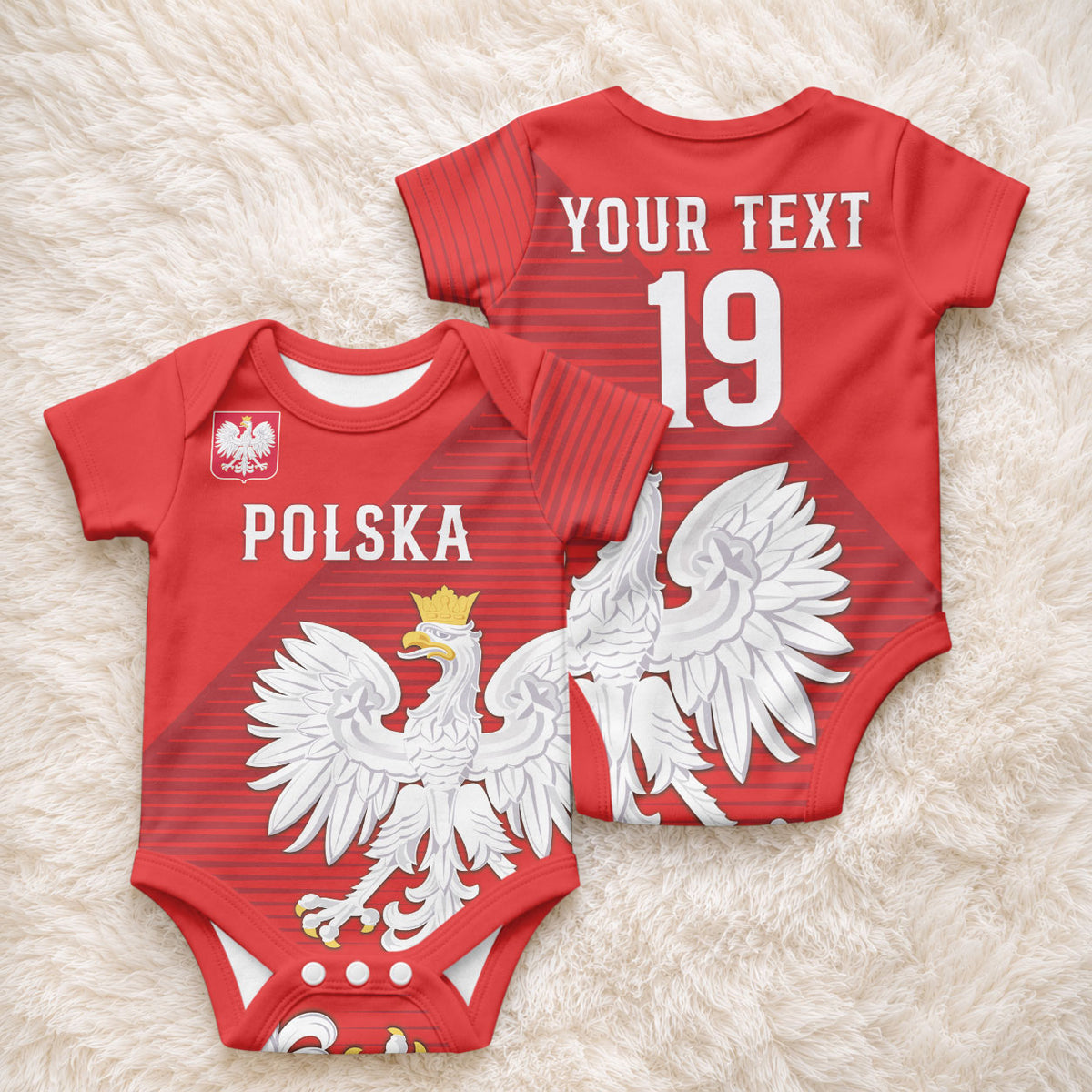 Custom Poland Football Baby Onesie Go Bialo-Czerwoni Champions Red