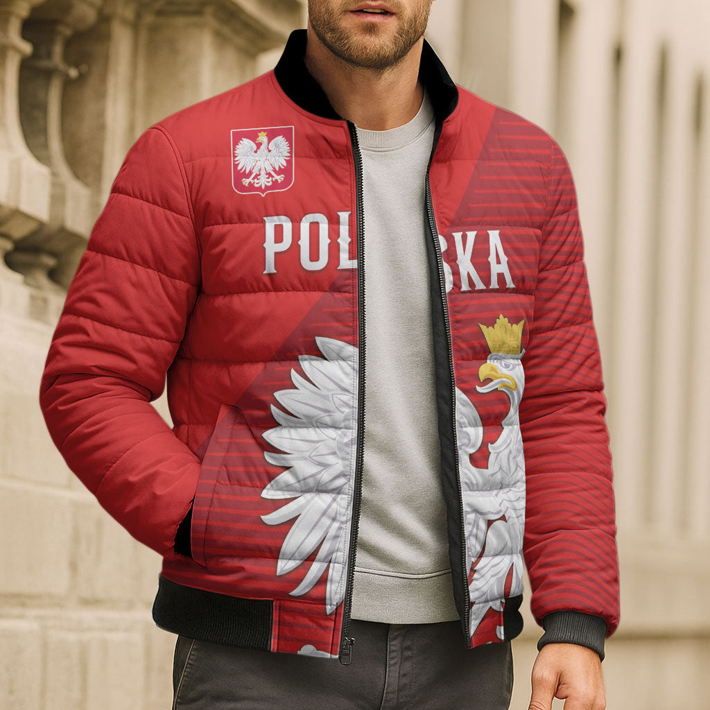 Custom Poland Football Bomber Puffer Jacket Go Bialo-Czerwoni Champions Red