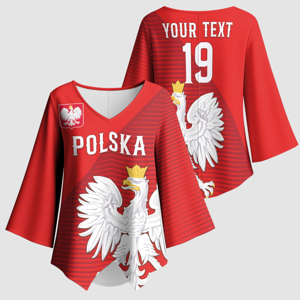 Custom Poland Football Kimono Sleeve Blouse Go Bialo-Czerwoni Champions Red