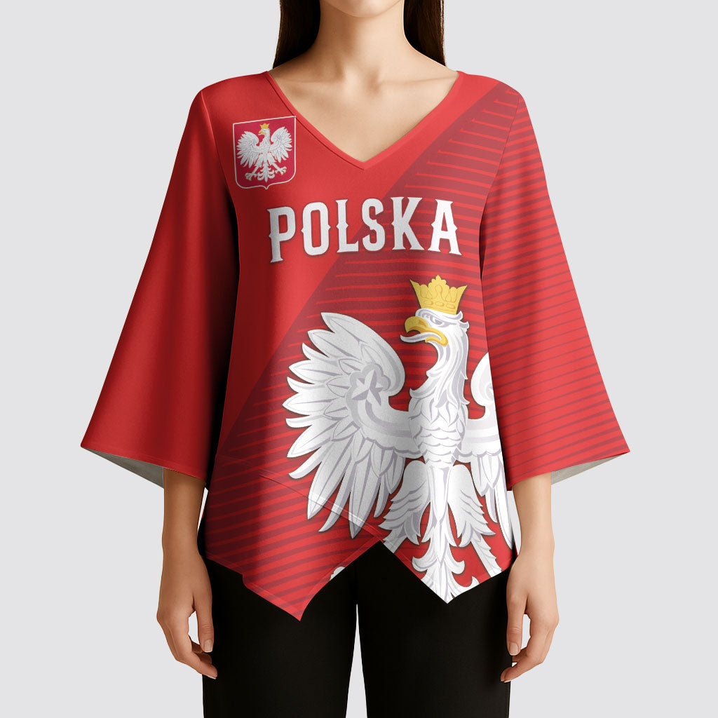 Custom Poland Football Kimono Sleeve Blouse Go Bialo-Czerwoni Champions Red