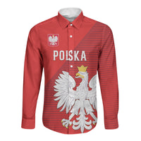 Custom Poland Football Long Sleeve Button Shirt Go Bialo-Czerwoni Champions Red