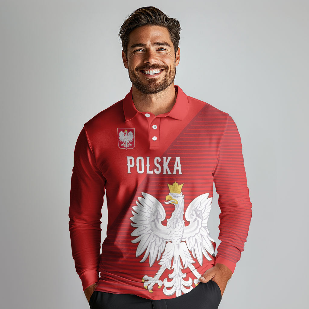 Custom Poland Football Long Sleeve Polo Shirt Go Bialo-Czerwoni Champions Red