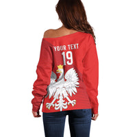 Custom Poland Football Off Shoulder Sweater Go Bialo-Czerwoni Champions Red