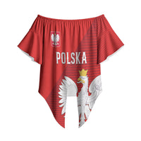 Custom Poland Football Off Shoulder Wrap Waist Top Go Bialo-Czerwoni Champions Red