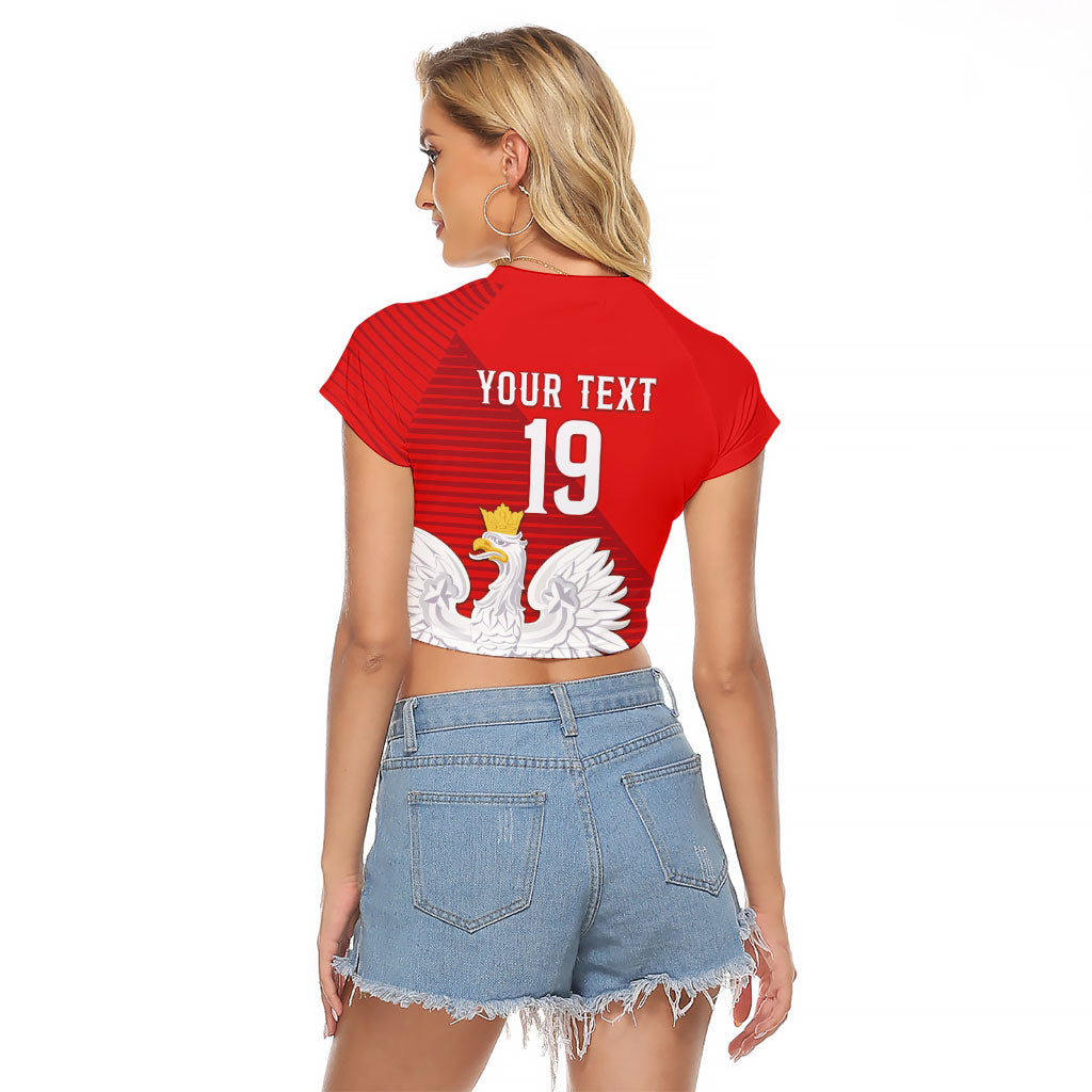 Custom Poland Football Raglan Cropped T Shirt Go Bialo-Czerwoni Champions Red