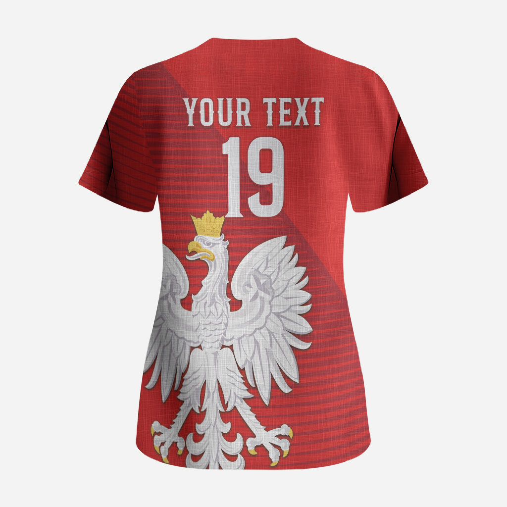 Custom Poland Football Scrub Top Go Bialo-Czerwoni Champions Red