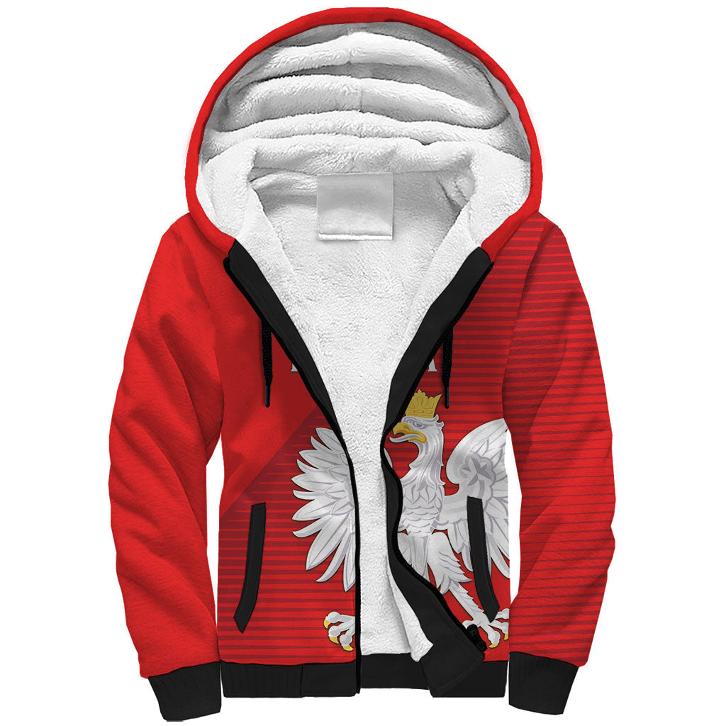 Custom Poland Football Sherpa Hoodie Go Bialo-Czerwoni Champions Red