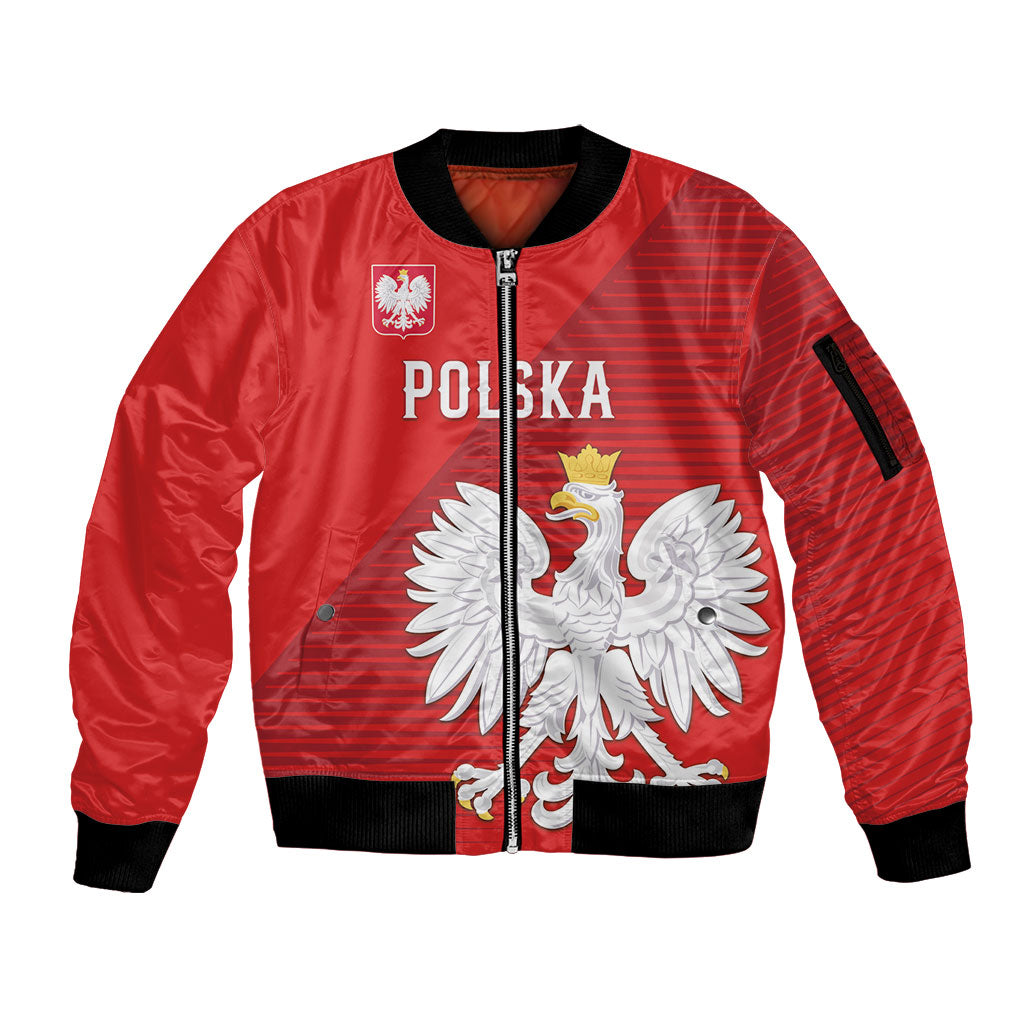 Custom Poland Football Sleeve Zip Bomber Jacket Go Bialo-Czerwoni Champions Red