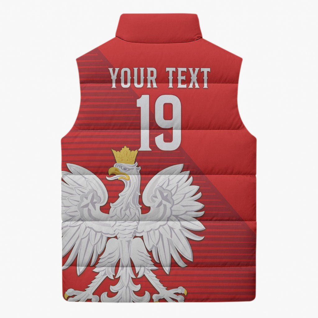 Custom Poland Football Sleeveless Puffer Jacket Go Bialo-Czerwoni Champions Red