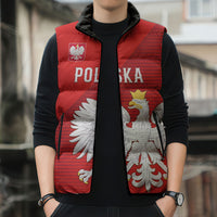 Custom Poland Football Sleeveless Puffer Jacket Go Bialo-Czerwoni Champions Red
