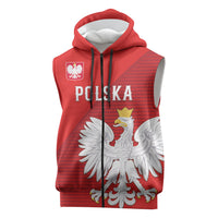 Custom Poland Football Sleeveless Zip Hoodie Go Bialo-Czerwoni Champions Red