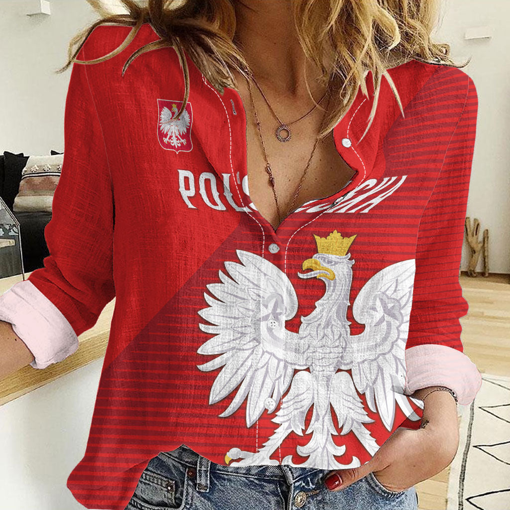 Custom Poland Football Women Casual Shirt Go Bialo-Czerwoni Champions Red