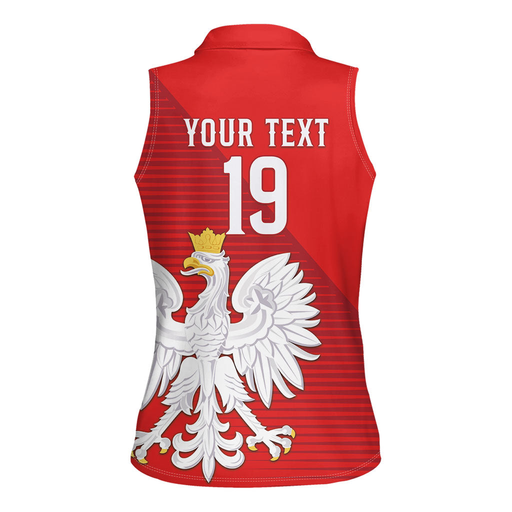 Custom Poland Football Women Sleeveless Polo Shirt Go Bialo-Czerwoni Champions Red