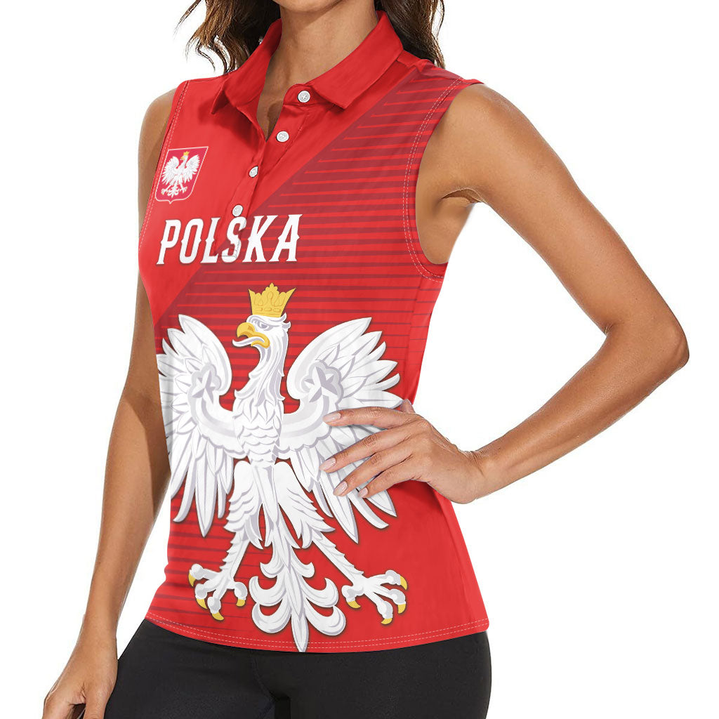 Custom Poland Football Women Sleeveless Polo Shirt Go Bialo-Czerwoni Champions Red
