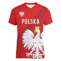Custom Poland Football Women V-Neck T-Shirt Go Bialo-Czerwoni Champions Red
