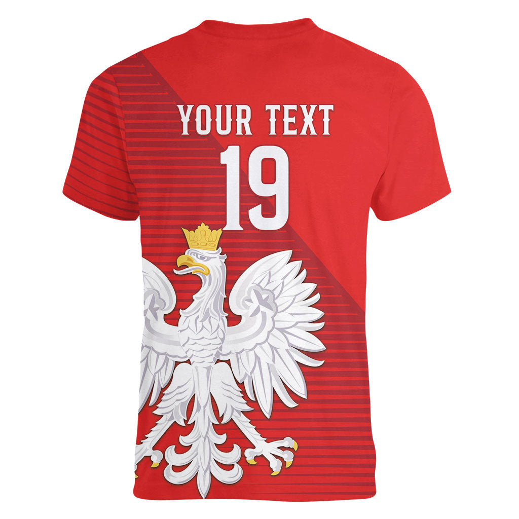 Custom Poland Football Women V-Neck T-Shirt Go Bialo-Czerwoni Champions Red