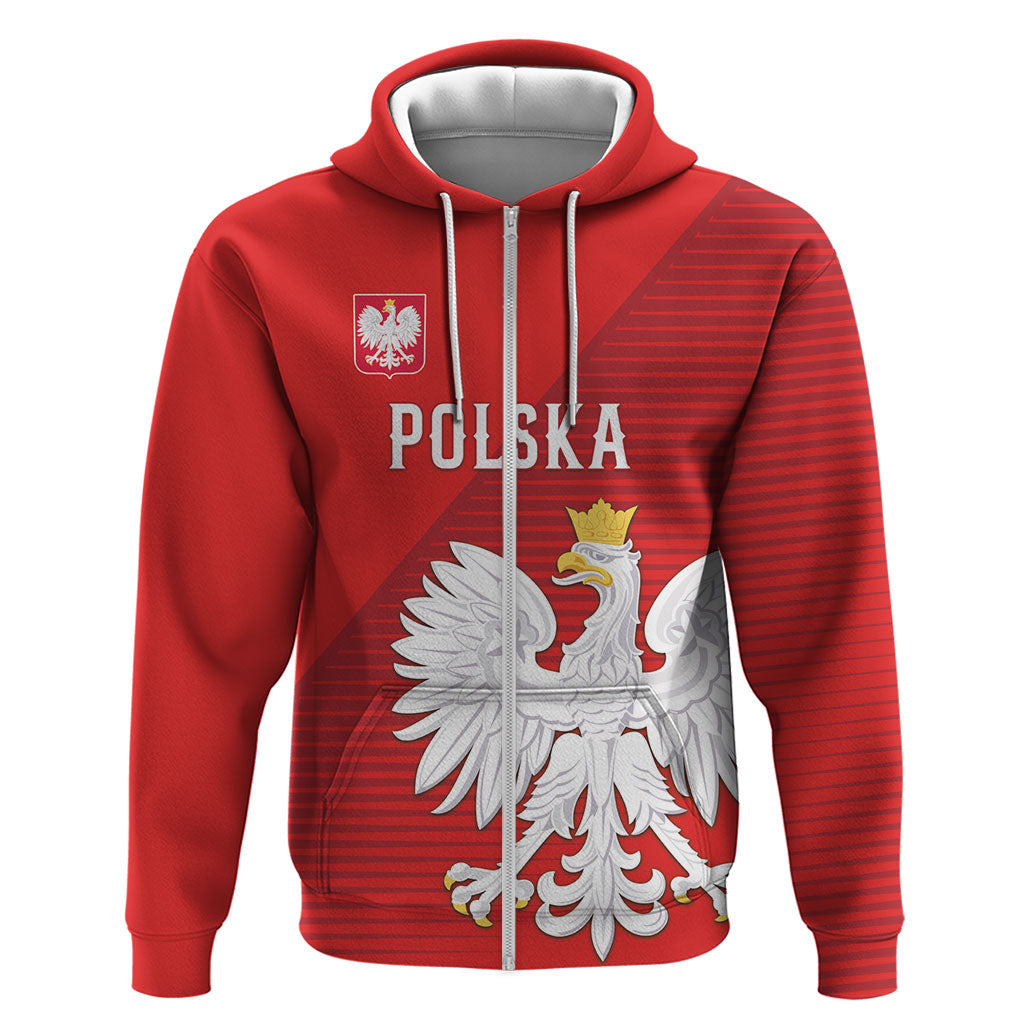 Custom Poland Football Zip Hoodie Go Bialo-Czerwoni Champions Red